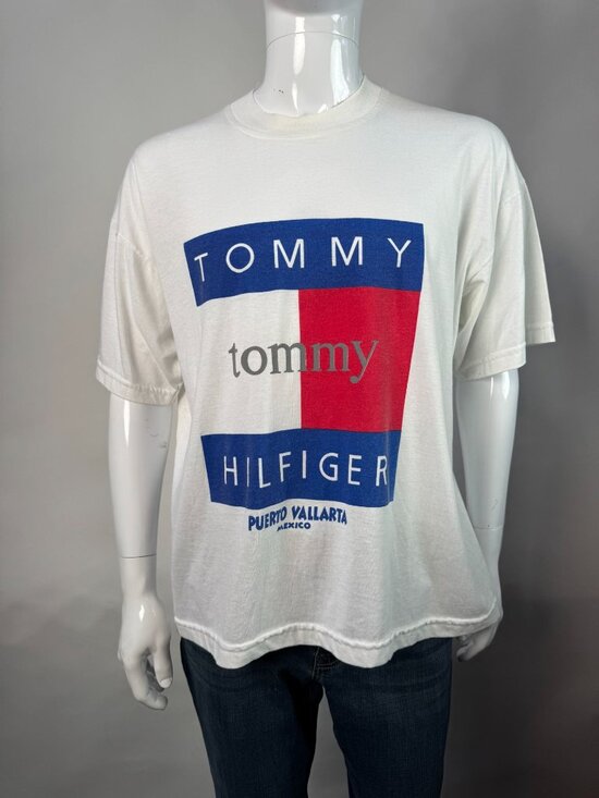 Tommy Hilfiger Puerto Vallarta Mexico Graphic T-Shirt White Short Sleeve Cotton - Picture 1 of 15